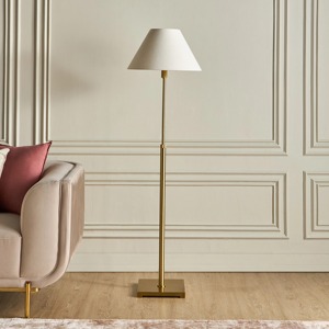 Lampadaire en tissu blanc en forme de champignon pour la décoration intérieure de salon de luxe moderne, élégant, support doré LED pour la maison et le bureau - Product Image 1