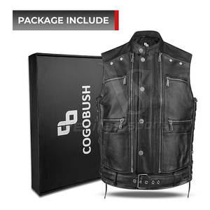 Haute qualité hommes Vintage sans manches en cuir gilet couleur personnalisée respirant Style décontracté vêtements d'extérieur d'hiver avec Logo en stock - Product Image 4