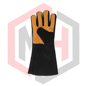 Chrome Leather <b>Welding</b> Gloves Black Protection Anti-Static Mig Tig <b>Stick</b> BBQ Grill Fireplace Tear-Resistant 11 oz Knit Wrist - Product Image 2