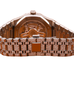 Montre mécanique pour homme personnalisée faite à la main, chrono, sertie de diamants en moissanite VVS, cadran en or blanc, entièrement personnalisée - Product Image 4