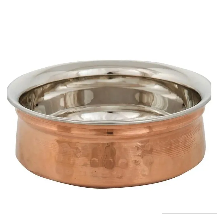 Serving Table Top Modern Design Hammered Pure Copper Cooking Handi Pot High Quality Selling Cooking Pot For Home Kitchen Hotel