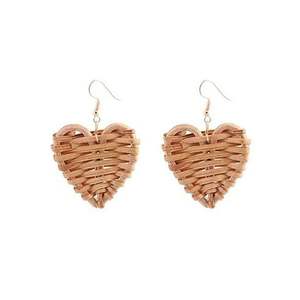 Best Selling Natural Rattan <b>Earrings</b> for Women with Heart Shape <b>Fashion</b> <b>Earrings</b> Trending Handwicker From Vietnam Wholesalers - Product Image 1
