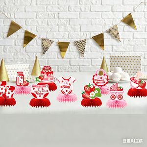 Strawberry Baby Theme Party Decor <b>Honeycomb</b> Centerpiece Tabletop <b>Decoration</b> for Birthday Scene Setup - Product Image 4