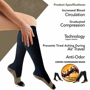 20-30mmhg personnalisé pas cher en nylon chirurgical genou haute infirmière médical cuivre Compression <span class=keywords><strong>bas</strong></span> chaussettes - Product Image 3