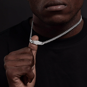Chaîne en alliage entièrement sertie de moissanite pour hommes, style hip-hop bling bling, collier statement - Cadeau - Product Image 1
