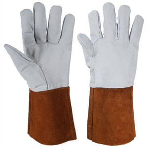 Precio bajo personalizado cuero calor resistente al fuego soldadura trabajo parrilla guantes cuero soldadura guantes de trabajo - Product Image 1
