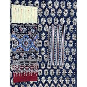 ชุดสูทผ้าไหมพิมพ์ลายด้วยมือแบบไม่เย็บติดกัน  ชุดงานเลี้ยงสไตล์ชาติพันธุ์ ประกอบด้วยชุดซัลวาร์ คามีซ ผ้าคลุมไหล่ พร้อมงานฝีมือศิลปะที่ทำด้วยมือ - Product Image 1