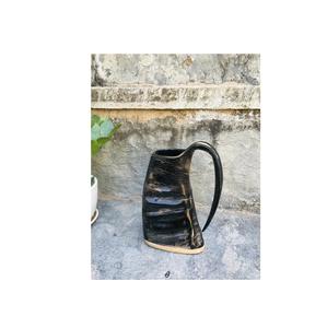 Taza para beber de cerámica con cuerno de búfalo natural, jarra vikinga medieval con Base de madera caliente para cerveza y hidromiel, superventas Popular - Product Image 6