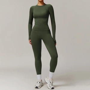 New <b>Top</b> Quality Casual Gym Yoga Set Customize Design Logo Women Workout Tracksuit Wholesale Cotton Breathable 2 Piece Set - Product Image 6