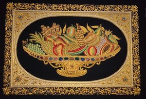 Luxury Handmade Zari Embroidery <b>Wall</b> Hanging Resin Fabric Jewel Decor Waterproof Indian Inspired Home Room Gift Ideas - Product Image 5