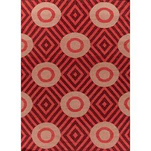 พรมขนสัตว์ทอมือสีแดงและสีส้มแบบคลาสสิก ลายเรขาคณิตและนามธรรม รูปทรงสี่เหลี่ยมผืนผ้า สำหรับห้องโถงหรือห้องพัก - รุ่น Adwl-13213 - Product Image 1