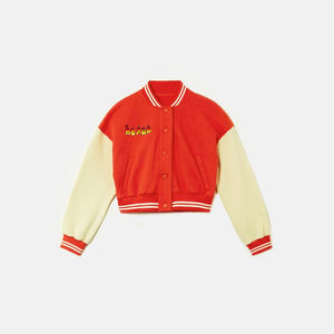 Custom Made College Baseball Letterman cropped varsity Jacket <b>For</b> <b>Women</b> Stand Collar Jacket with Custom Chenille Embroidery Logo - Product Image 5