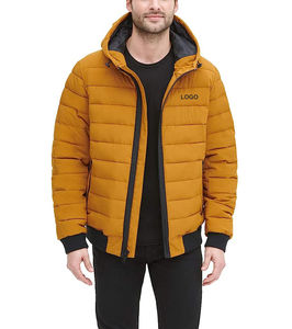 OEM personalizado hombres bombardero chaquetas de invierno tela de lona bordado frontal con capucha suave cálido transpirable moderno ajuste elegante prendas de vestir exteriores - Product Image 5