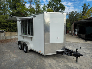 Remorque de restauration mobile blanche 7x12 avec toit en V, entièrement équipée, pour la vente de pizzas, à vendre - Product Image 5