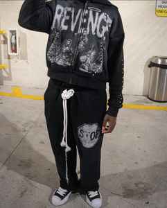 กางเกงวอร์มทรงถุงซักแบบกรดออกแบบได้ตามต้องการมีฮู้ดพิมพ์ลายซีดกันแดดด้วยเทคนิคการปักโดยตรงจากผู้ผลิต - Product Image 6