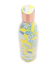 Juego de botellas de agua de cobre puro de 1000ml de último diseño, botella de Ayurveda impresa Meena para adultos, bebida directa para acampar - Product Image 3