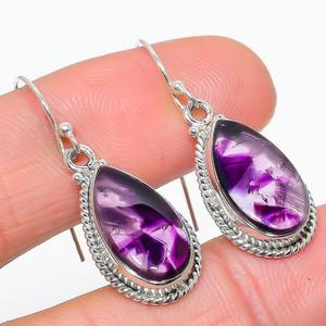 Pendientes de plata hechos a mano de estilo bohemio, joyería de plata de ley 925, pendientes de tendencia de piedras preciosas de amatista, joyería para mujer, regalo para - Product Image 2