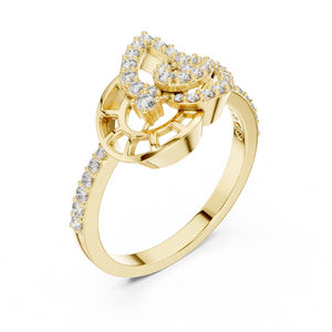 แหวนหมั้นเพชรทรงกลมสีเหลืองทอง 14K สำหรับผู้หญิง |   เพชรที่เพาะเลี้ยงใหม่ - Product Image 5