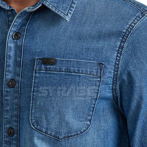 Camisa de Mezclilla para Hombre, Estilo Moderno, Costuras Limpias, Casual, Transpirable, 100% Algodón, Fácil de Usar - Product Image 6