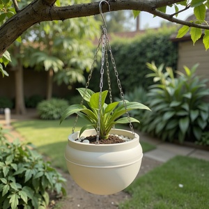 Panier suspendu intérieur/extérieur en acier inoxydable avec support de pot de fleur en chaîne pour plantes - Product Image 1