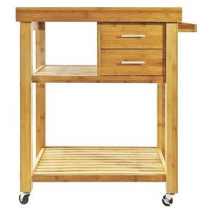 KIBamboo KIB002 Modern Design <b>Oak</b> Mobile Kitchen Shelf with Wheels 80x50x90cm - Product Image 4