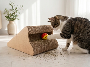 Cardboard Cat Scratcher Ramp "<b>Slide</b> with Ball #1" with Catnip - Product Image 5