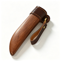 Couteau de chasse d'extérieur avec manche long en bois et cuivre, lame en acier 9Cr18MoV, garde-lame en laiton, conception à lame pleine intégrée, outil de camping OEM