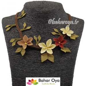 Nurgül Kolye Cream İğne Oyası Kahve-Collar de moda temático - Product Image 1