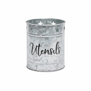 Organizador de Cubiertos de Metal Galvanizado Estilo Rústico con 4 Compartimentos y Asa de Madera para Fiestas y Cenas - Product Image 6