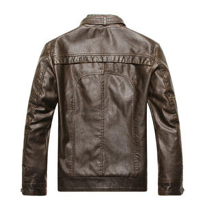 Impermeable Hombres Bomber Jacket Custom Bordado PU Cuero Motocicleta Chaqueta Cremallera - Product Image 1