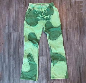 Custom High Quality Acid Wash 100% Cotton Streetwear Distressed Embroidered Patch Tracksuits Pullover Hoodie and <b>Sweatpants</b> <b>Set</b> - Product Image 5