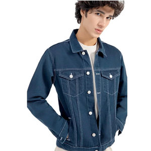 Chaqueta de Mezclilla para Hombre, a la Moda, Personalizable, Ligera, de Alta Calidad, con Bloques de Color, OEM - Product Image 1