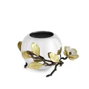 Luxueux vases de maintien de fleurs en acier inoxydable de haute qualité durable et durable déco de fleurs de luxe avec extrémités de feuilles - Product Image 1