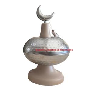 Tazón de fecha de Metal en tono plateado martillado moderno con luna creciente elegante plato de servir Eid de Ramadán islámico para decoración del hogar y regalos - Product Image 1