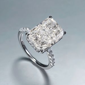 יוקרה אישית יוקרה תכשיטי 3ct/5ct רדיינט חתוך vvvs moissanite יהלומים s925 טבעת חתונה חלקלק - Product Image 3