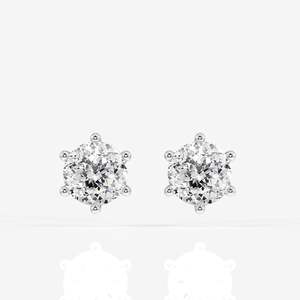 ต่างหูเพชรโมอิสซาไนต์ทรงโปรตุเกส ทอง 14K ดีไซน์หกขา - Product Image 3