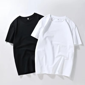 Camisetas informales de gran tamaño de algodón 100% de alta calidad para hombres Four Seasons Color sólido Stock tamaños para parejas - Product Image 1