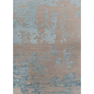 Alfombra Rectangular de Lana y Seda de Bambú Tejida a Mano en Gris y Negro, Diseño Abstracto para el Hogar o el Pasillo de Adolescentes, Modelo 3D-Esk-431 - Product Image 3