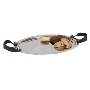 Handmade Table Top Decoration Food Tray Finest Quality Round Shape <b>Mirror</b> Polished Chocolate and Fast Food Serving Tray For Sale - Product Image 4