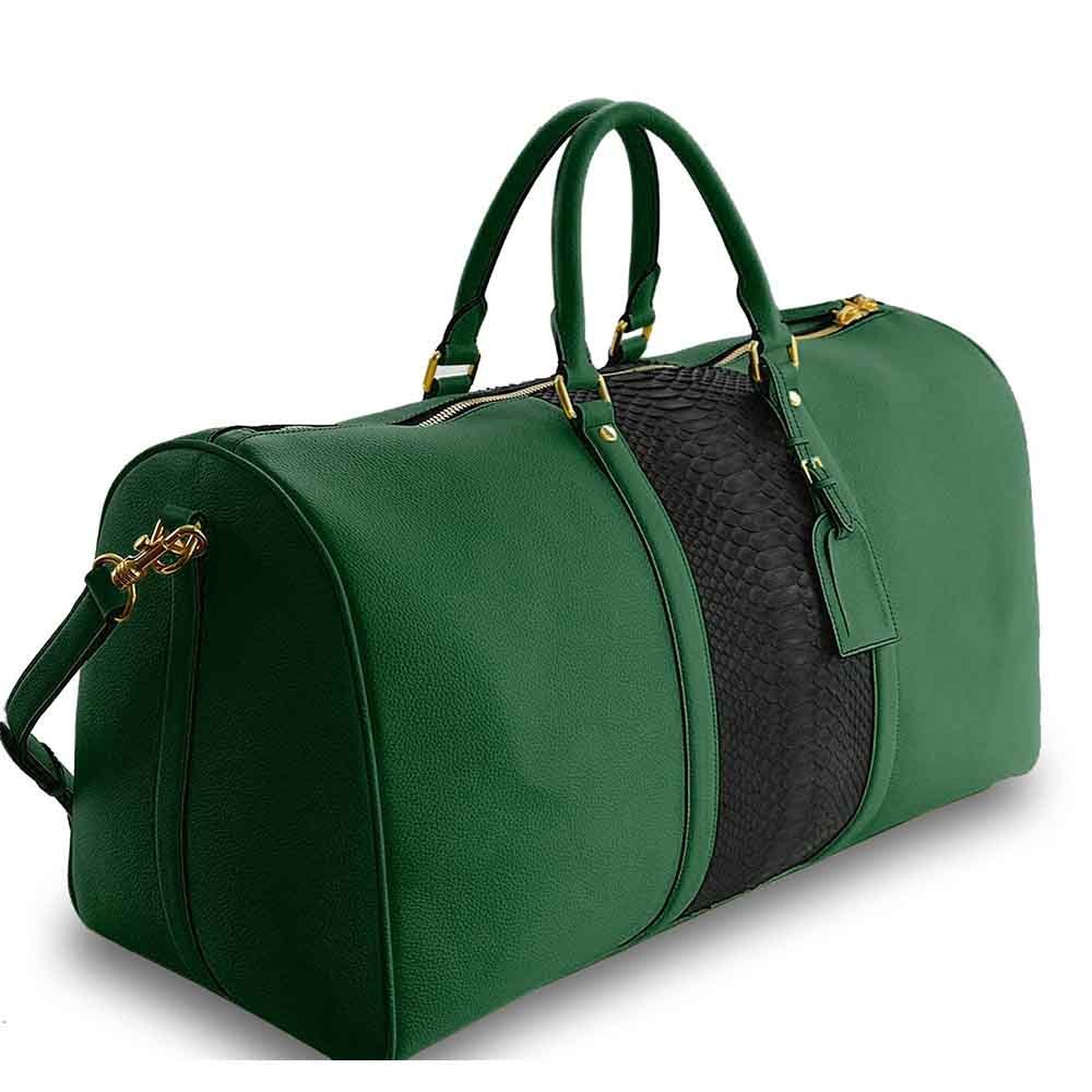 Stylish Unisex Genuine Leather Travel Luggage Large Capacity Weekender Overnight Bag with Zipper for Outdoor Travelling