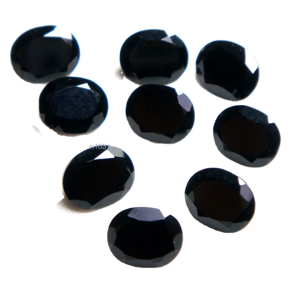 Oval Black Onyx Faceted Natural Gemstone Ukuran Besar Kelas Atas Kualitas Tinggi Emas Perak Membuat Perhiasan Bentuk Oval Hitam Onyx