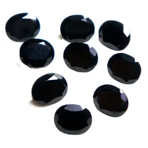 Oval Black Onyx Faceted Natural Gemstone Large Size Top Grade High Quality Gold Silver Jewelry Making Oval Shape Black Onyx