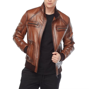 Veste en cuir pour homme taille personnalisée matériau confortable et respirant meilleure vente veste en cuir pour homme bon marché - Product Image 3