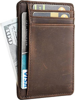 Portefeuille de cartes de crédit en cuir véritable RFID pour hommes minimalistes
