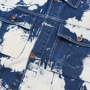 Chaqueta vaquera de herramientas de lavado antiguo retro personalizada con tinta de salpicaduras contraste de color informal suelta para la temporada de otoño - Product Image 4