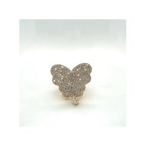 Anillo de dedo de diseñador de moda estilo mariposa hecho en oro amarillo de 14kt con diamantes naturales de pureza VS SI para joyería de moda de brida - Product Image 1