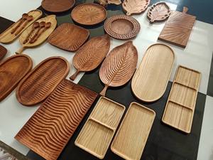 Assiette en bois d'acacia naturel plat moderne morden personnalisé servant de la nourriture ustensiles de cuisine réutilisables vaisselle en bois - Product Image 3