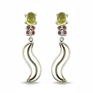 Women's Trendy Religious Silver Drop <b>Earrings</b> <b>Green</b> Pink Stones Copper Brass Jewelry for Parties Featuring Pearl Diamond Main - Product Image 2