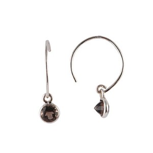 Best selling <b>earrings</b> 925 sterling <b>silver</b> smoky quartz gemstone hoop <b>earring</b> for women and girl - Product Image 1
