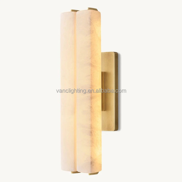 Handmade Modern Decorative Alabaster Wall Lamp Strip Line for Marble Interior Aisle Corridor Brass LED Wall Light High Quality